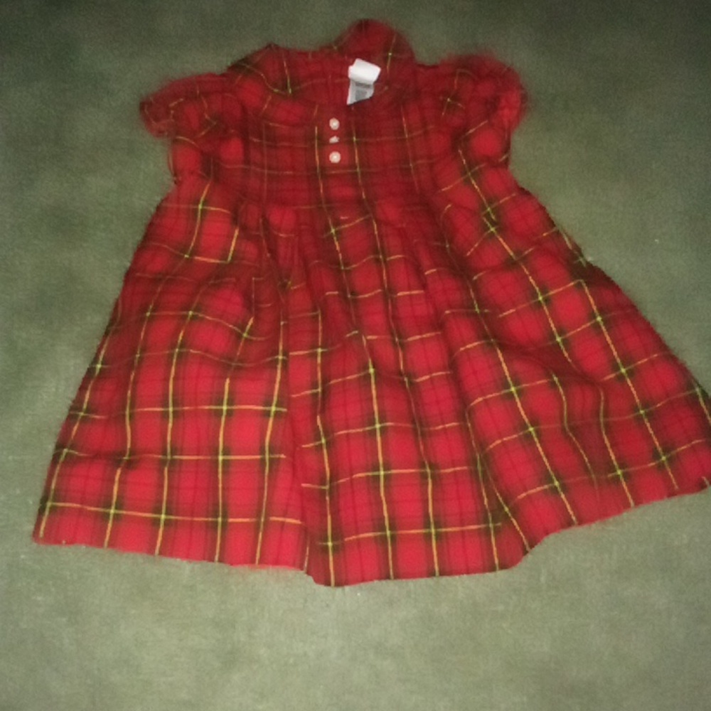 Little me girls toddler red flannel dress size 18m